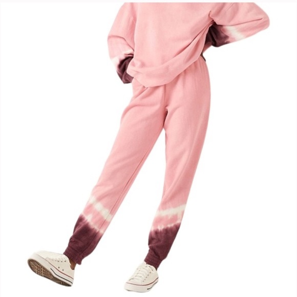 NWT PINK Victoria's Secret High Waist Tye-Dye Campus Jogger Fleece Sweatpants - Picture 2 of 9